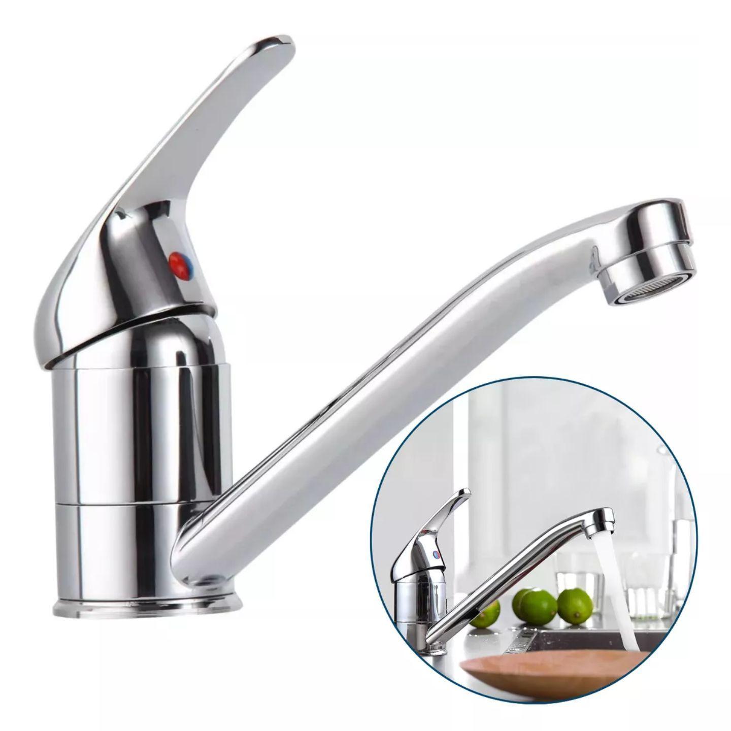 Llave Monomando Lavamanos Metálica Con Accesorios Ferretools-2