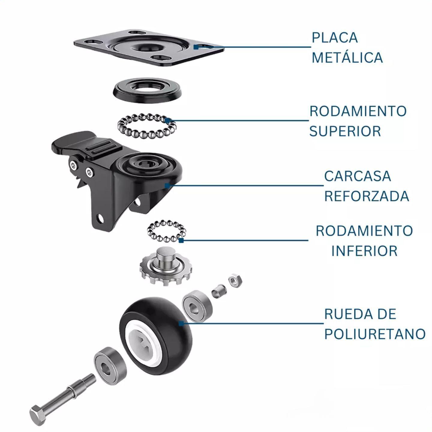 Ruedas Giratorias Con Freno Para Muebles Carritos 2 Pulgadas 4 Unidades Dicas-2