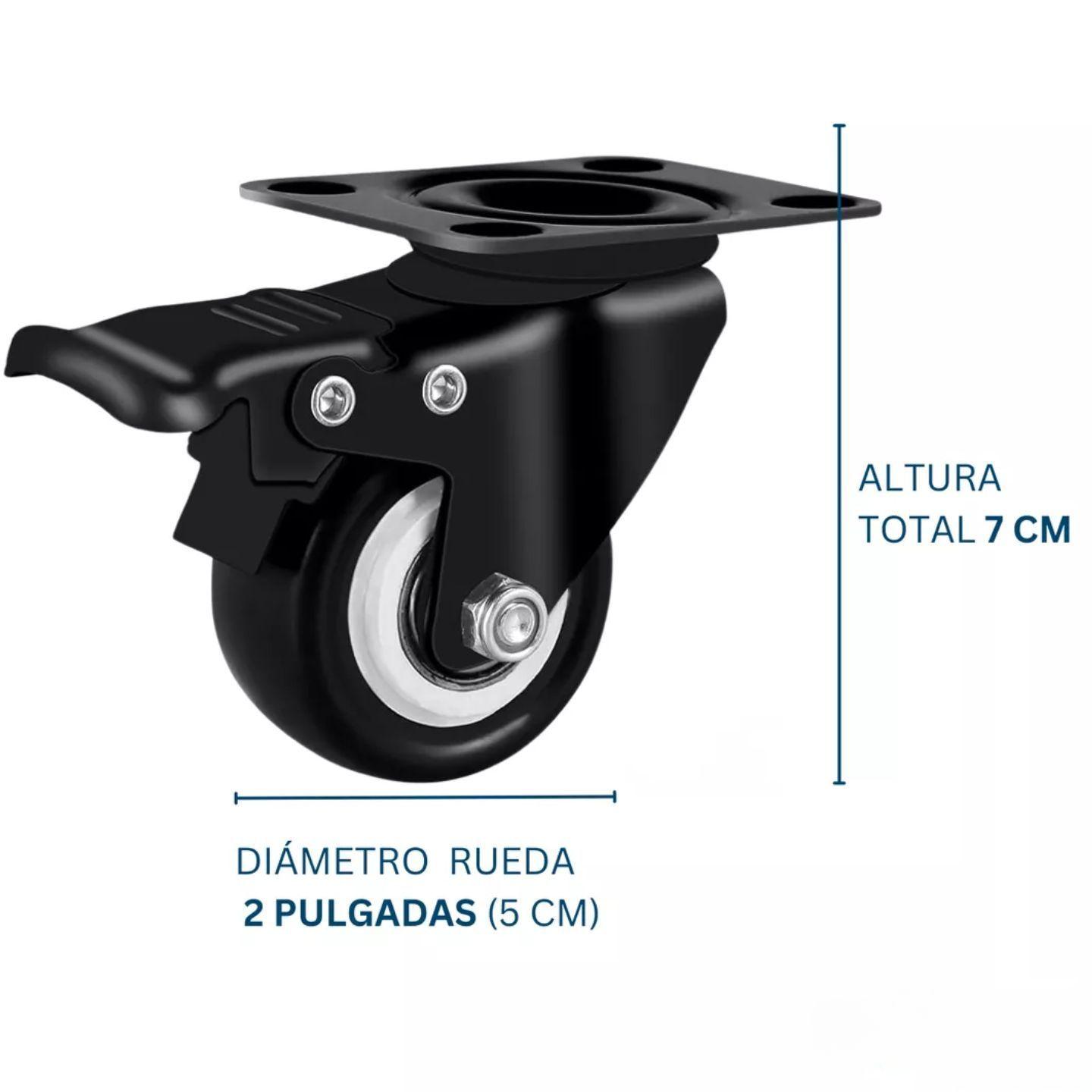 Ruedas Giratorias Con Freno Para Muebles Carritos 2 Pulgadas 4 Unidades Dicas-4