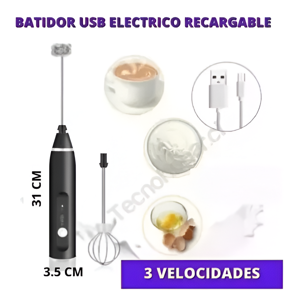 Batidor Inalámbrico Eléctrico Espumador Recargable Cocina-1
