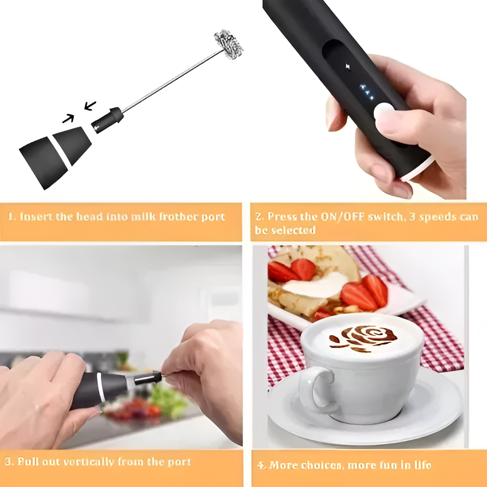 Batidor Inalámbrico Eléctrico Espumador Recargable Cocina-2