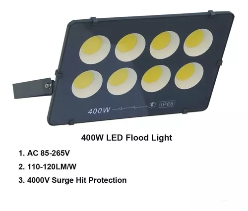 Foco 400w Resististe A La Lluvia Led Blanco Frio Con Soporte-1