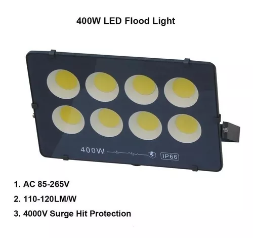 Foco 400w Resististe A La Lluvia Led Blanco Frio Con Soporte-2