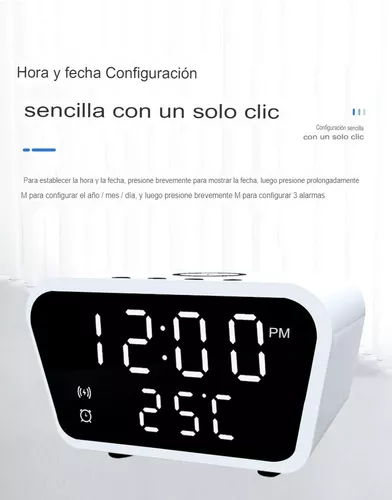Reloj Despertador Con Cargador Inalámbrico Y Termómetro-4