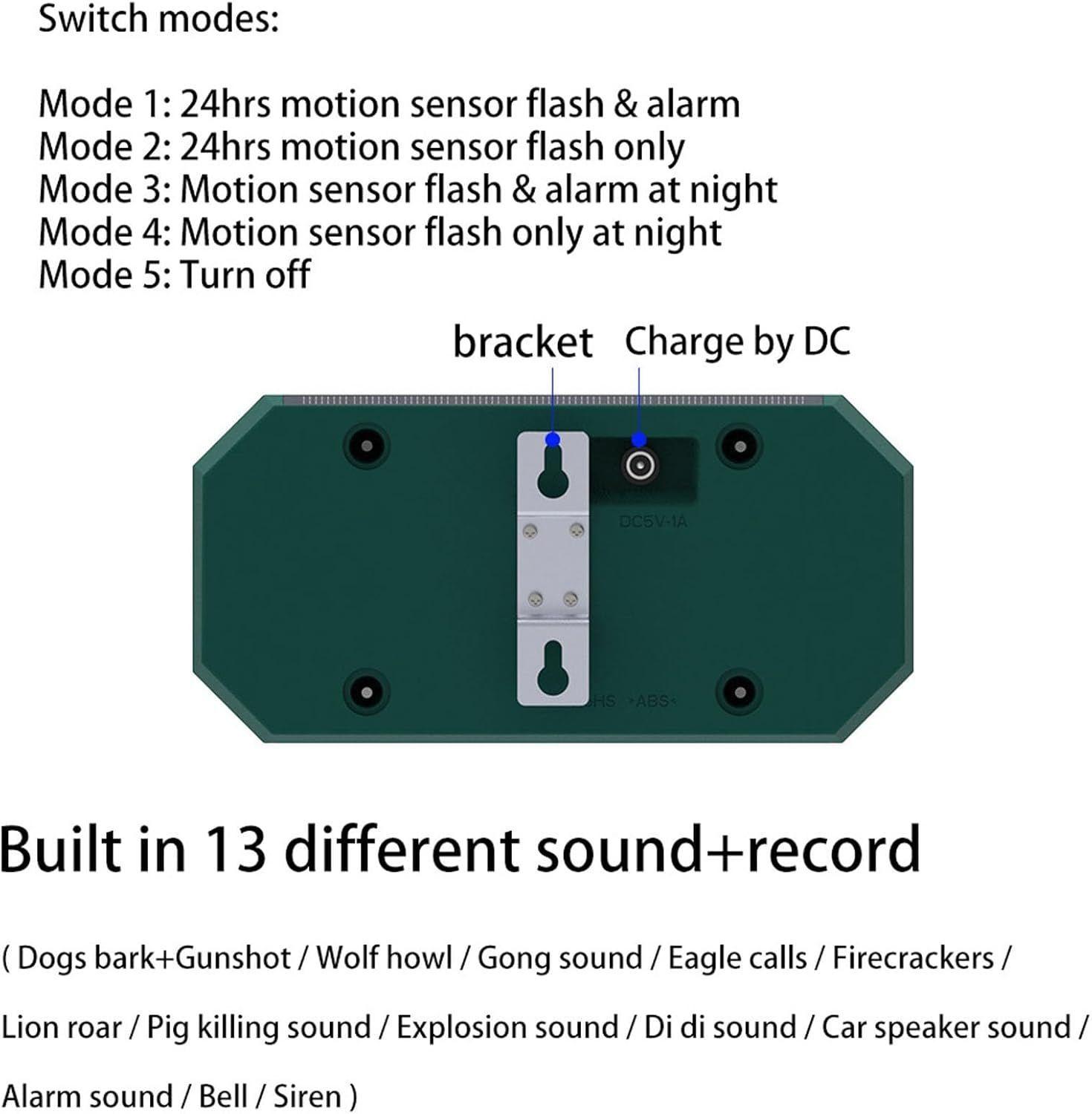Alarma Alerta De Luz Y Sonido Solar Con Sensor De Movimiento-5