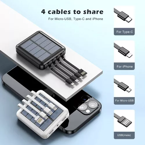 Cargador Portátil Banco De Energía Solar 4 En 1 R19 2.1a Irm Color Negro-3