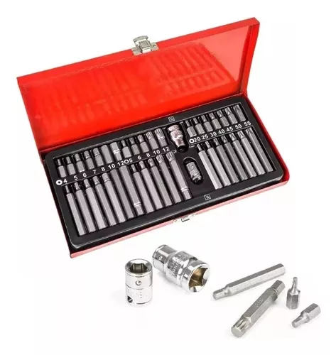 Juego De Dado 40 Piezas Y Puntas Torx T20 A T55 De Allen-4