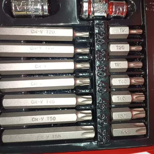 Juego De Dado 40 Piezas Y Puntas Torx T20 A T55 De Allen-6