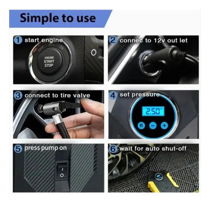 Compresor De Aire Inflador Portable De Auto 12v -3