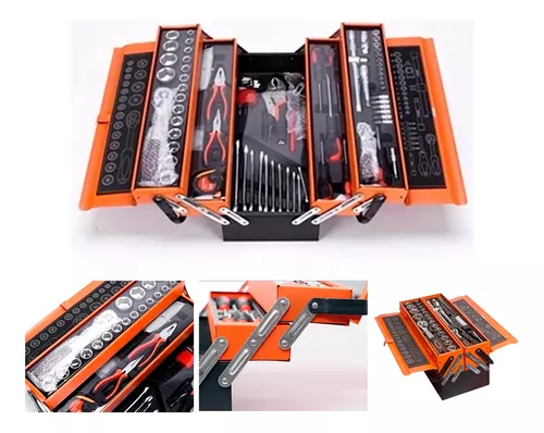 Caja Herramientas 85 Pcs Niveles Plegable Metal Cromo-3