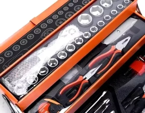 Caja Herramientas 85 Pcs Niveles Plegable Metal Cromo-4