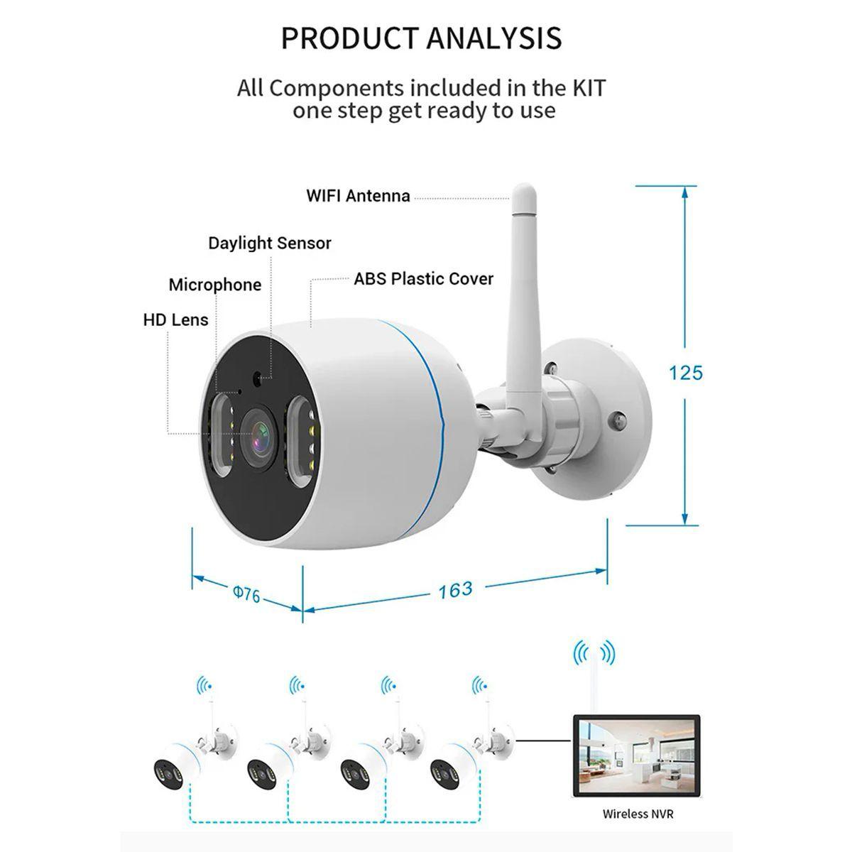 Kit Dvr 8 Cámaras Cctv Wifi 3mp Con Pantalla Alta Definicion-2