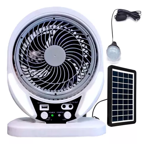 Ventilador Portátil Recargable Panel Solar Con 1 Ampolleta-0