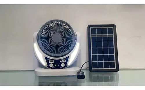 Ventilador Portátil Recargable Panel Solar Con 1 Ampolleta-3