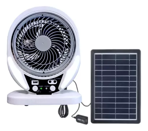 Ventilador Portátil Recargable Panel Solar Con 1 Ampolleta-4