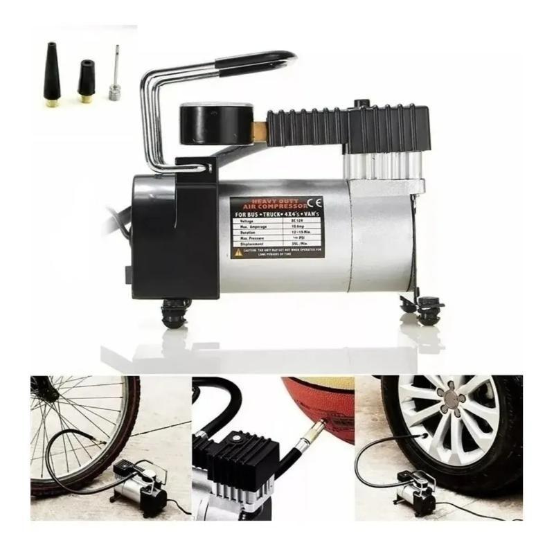 Kit Compresor 12v Inflado Neumaticos Y Reparación Pinchazos-2