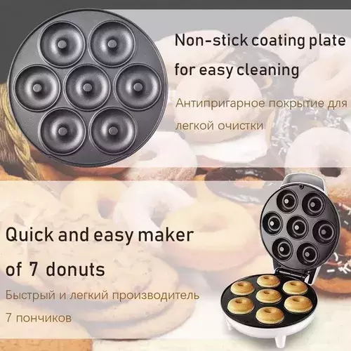 Maquina Donuts Hacer Mini Donas Desayuno 1200w Antiadherente Color Negro-2