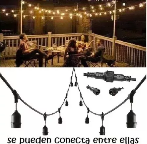 Soquete Guirnalda Sin Ampolletas Terraza 10 Mts 10 Soquetes-4