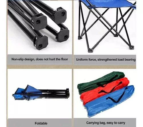 Asiento Plegable Con Porta Vasos Resistente Incluye Bolso-4
