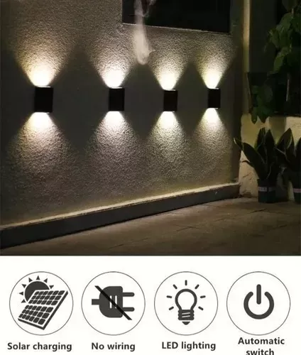 Kit 2 Luces Solares Patio Jardín Para Escaleras Y Muros-5