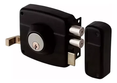 Chapa Cerradura Sobreponer Doble Cerrojo Portón Con Cilindro-1