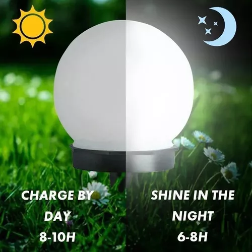 Pack 3 Foco Estaca Led Solar Tipo Globo Jardín Color Blanco-2