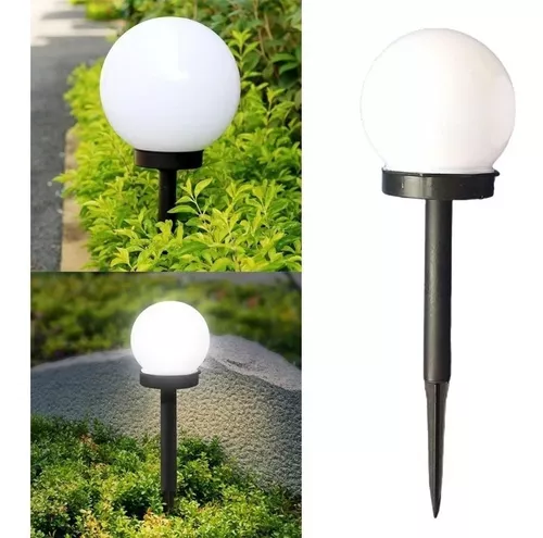 Pack 3 Foco Estaca Led Solar Tipo Globo Jardín Color Blanco-3