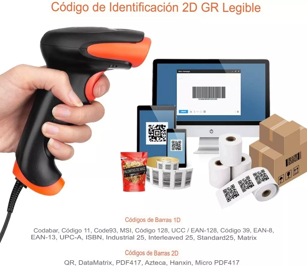 Lector Escáner De Código De Barras Inalámbrico 2.4g Pistola-1