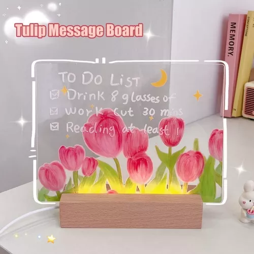 Pizarra Acrílica De Borrado En Seco Con Soporte Luz Led Usb-3