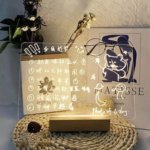 Pizarra Acrílica De Borrado En Seco Con Soporte Luz Led Usb-4