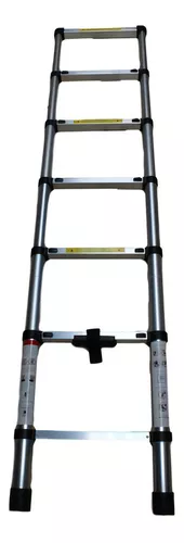Escalera Telescópica Retráctil 2 Mts Aluminio Compacta Color Plateado-0
