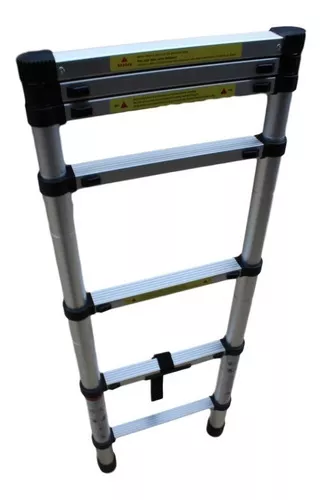 Escalera Telescópica Retráctil 2 Mts Aluminio Compacta Color Plateado-4