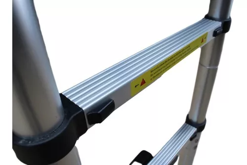 Escalera Telescópica Retráctil 2 Mts Aluminio Compacta Color Plateado-5