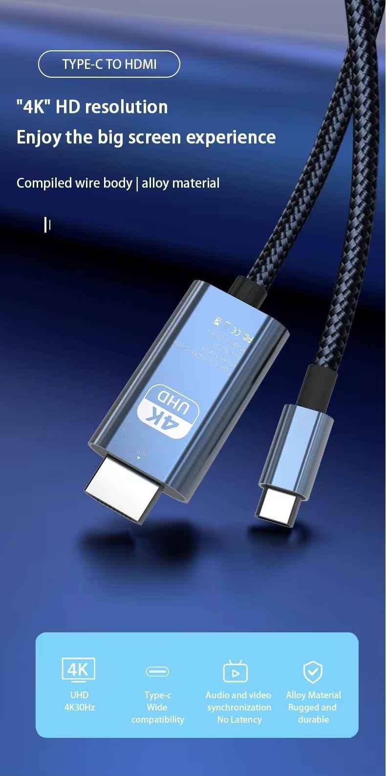 JKR Adaptador Cable Usb Tipo C A Hdmi / Usb-c A Hdmi 4k 60hz 2 Metros Video-5