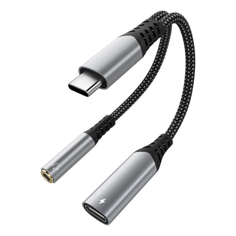 Adaptador Split De Audífonos Y Carga Tipo-c A Audio Jack 3.5-0