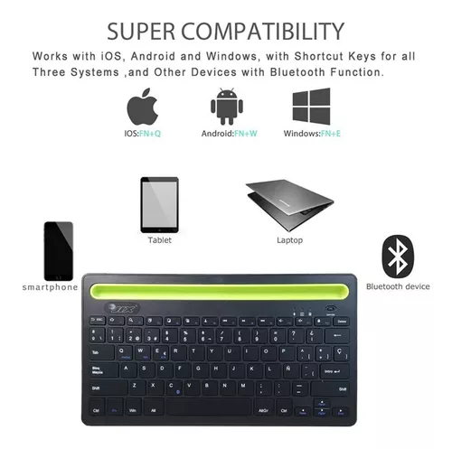 Teclado Bt Recargable Multiplataforma Soporte Tablet Celular-2