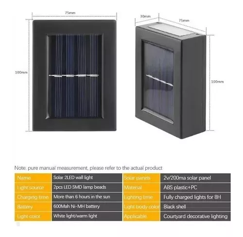 Pack X7 Lámparas Solares Led Exterior Aplique Resiste Lluvia-5