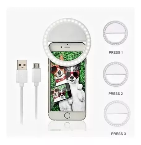 Aro De Luz Led Para Celulares Recargable 3 Tipos De Luz Usb-1