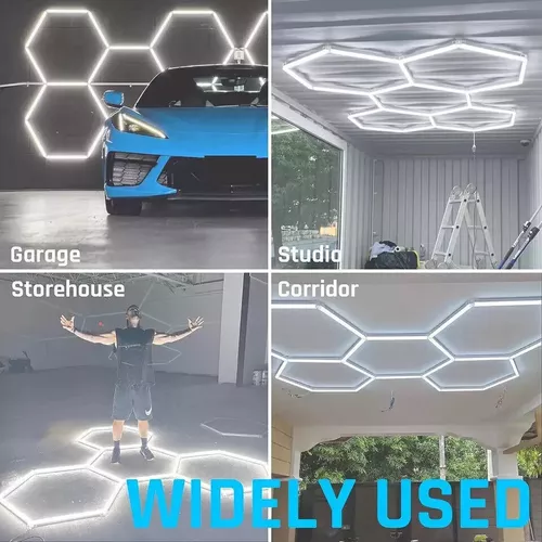 Lámpara Led Hexagonal 6500k Blanco Frío Talleres Restaurante-2