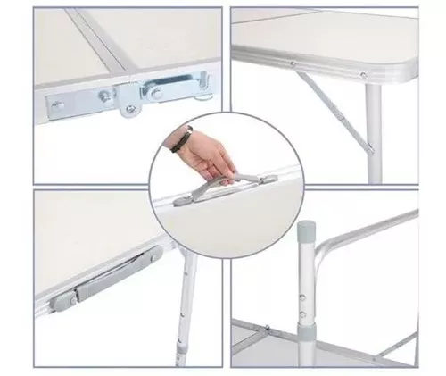 Mesa Plegable Altura Regulable Portátil Camping 180x60cm-2