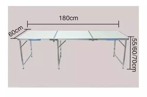 Mesa Plegable Altura Regulable Portátil Camping 180x60cm-3