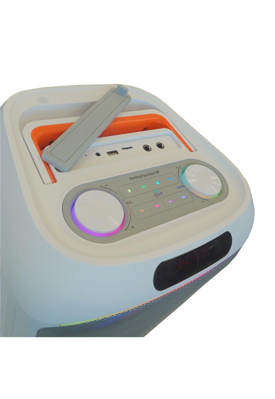 Parlante Karaoke 6" Flaming Party Bass White MicWireless 45W-3