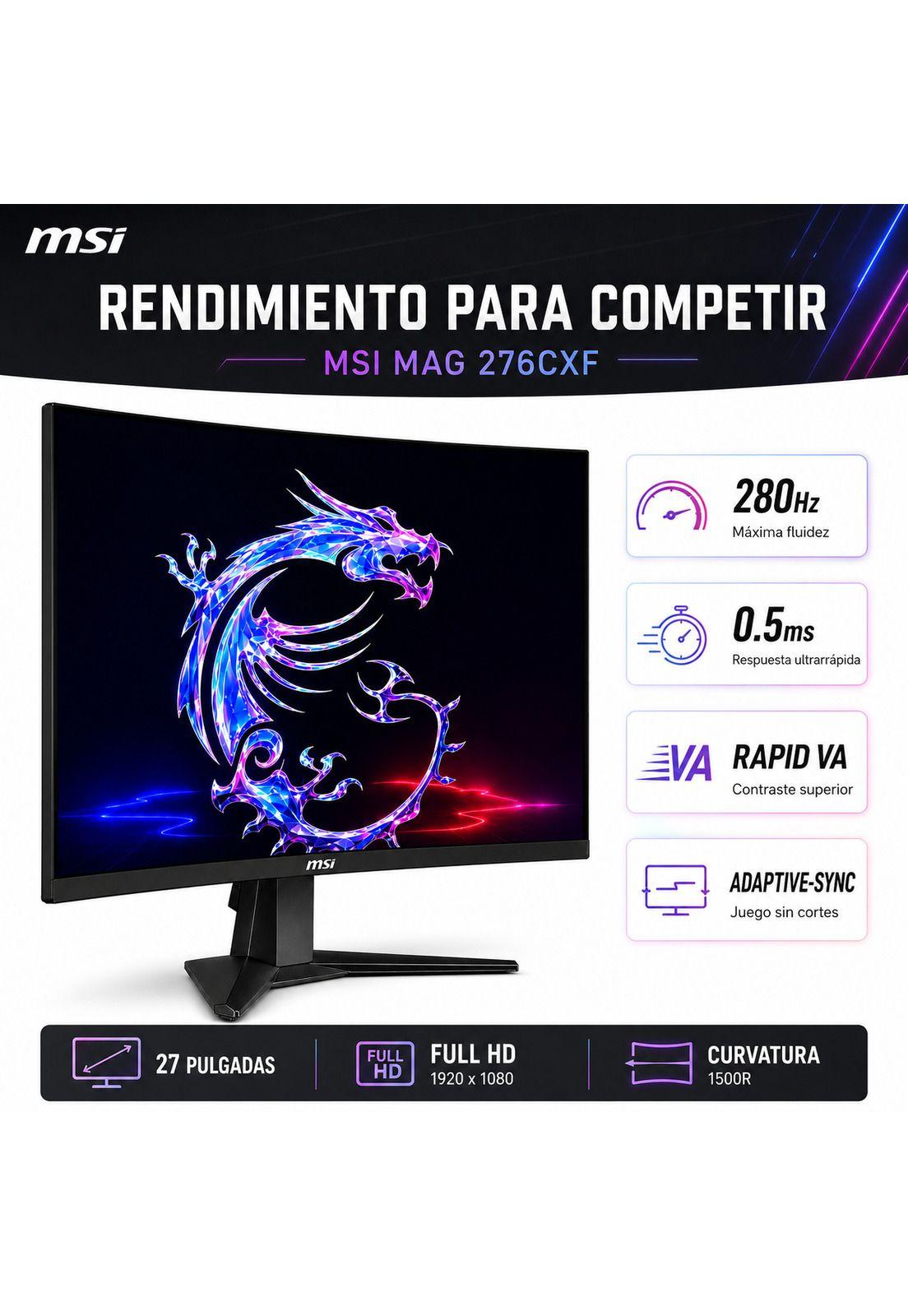 Monitor Gamer MSI 27" Full HD 280HZ+ HDR Ultra Flat IPS 1ms-7