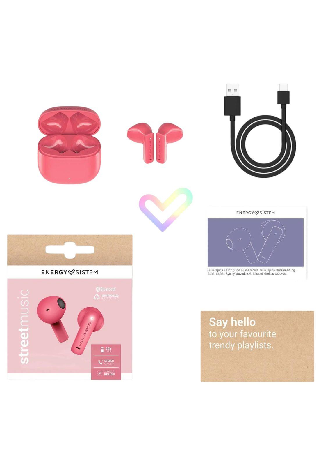 Audifonos Bluetooth Energy Sistem Street Music Coral TWS 20H-6