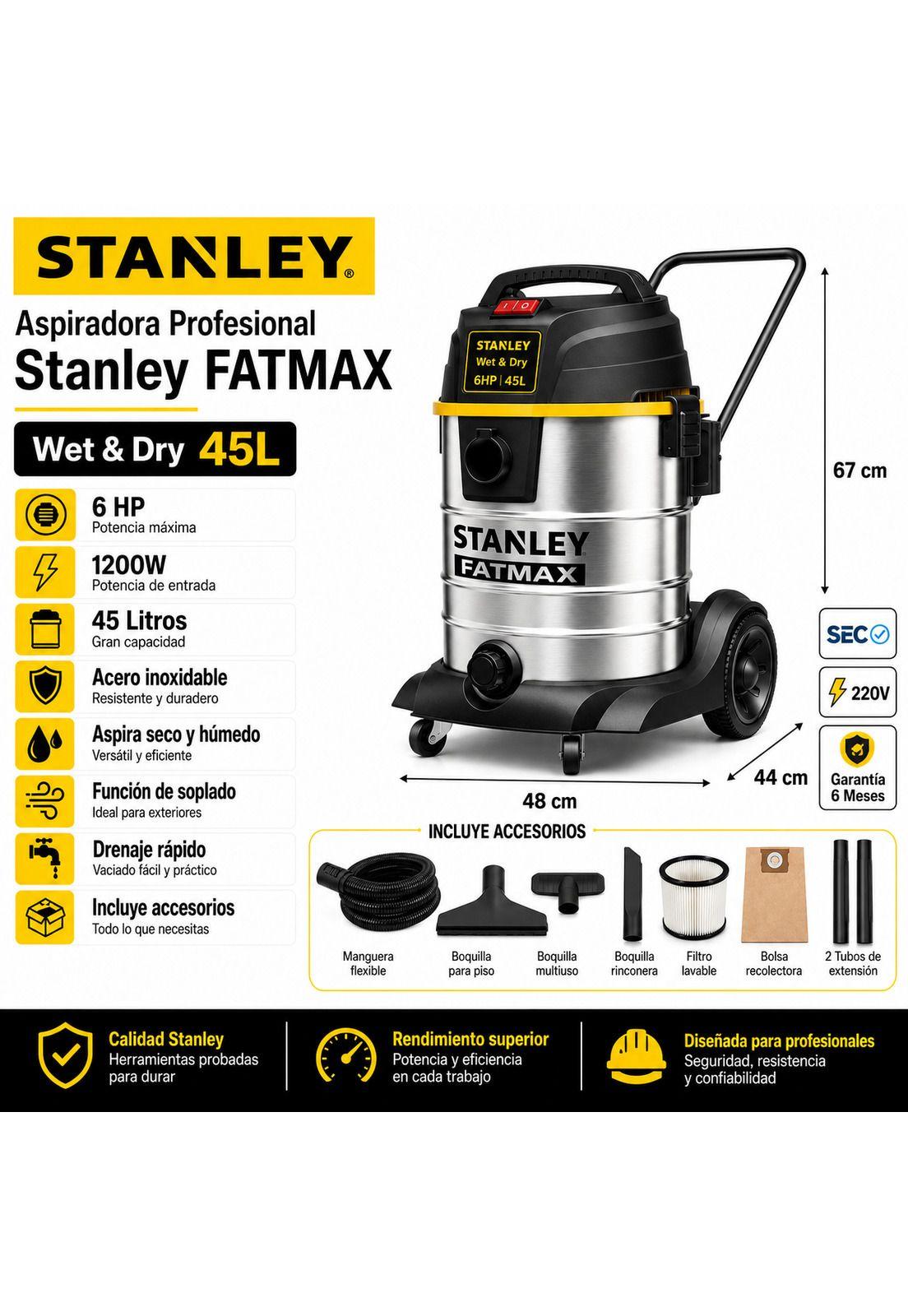 Aspiradora Profesional FATMAX Wet & Dry 45L Inox Line-4