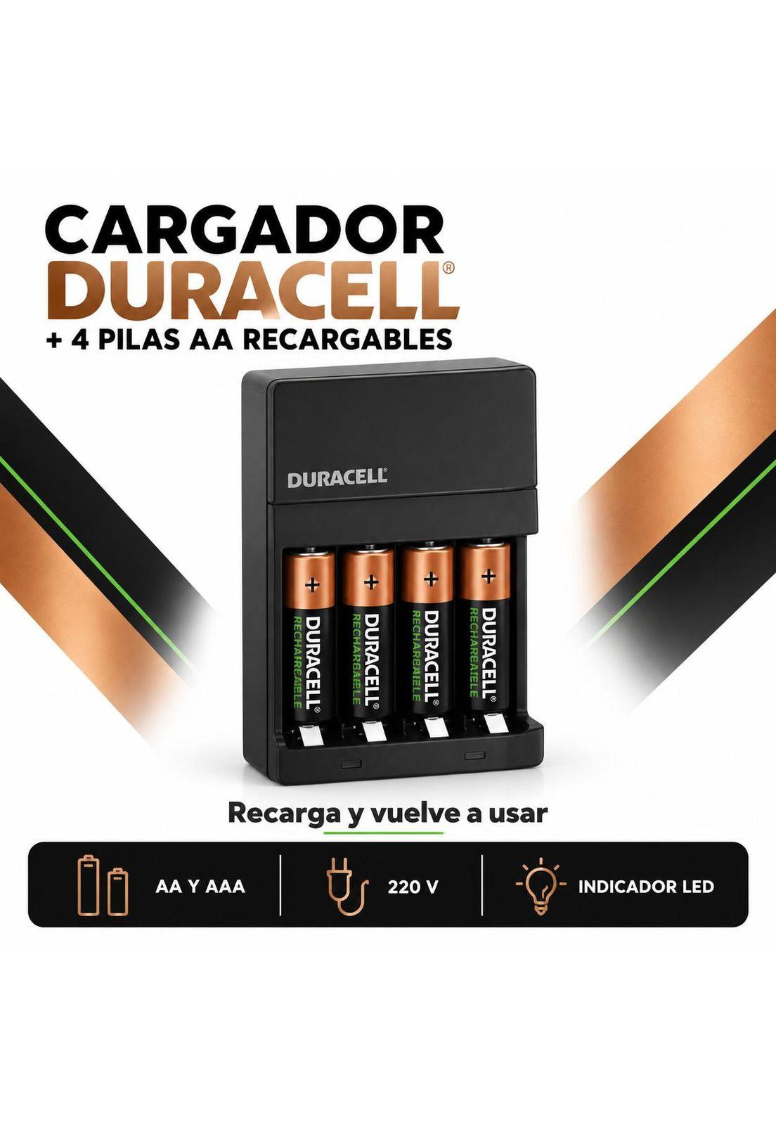 Cargador de Pilas Duracell  + 4 Baterías A A Recargables-6