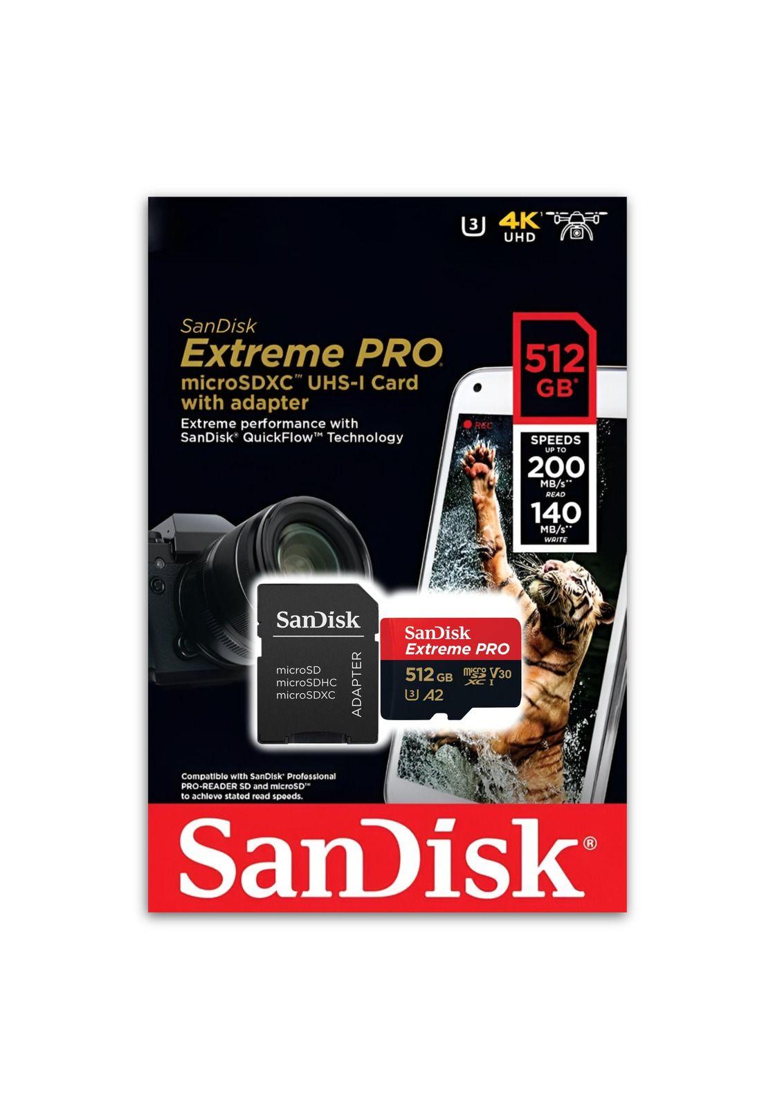 Memoria Micro SD SanDisk 512GB Extreme PRO Black 200Mbps 4K-4