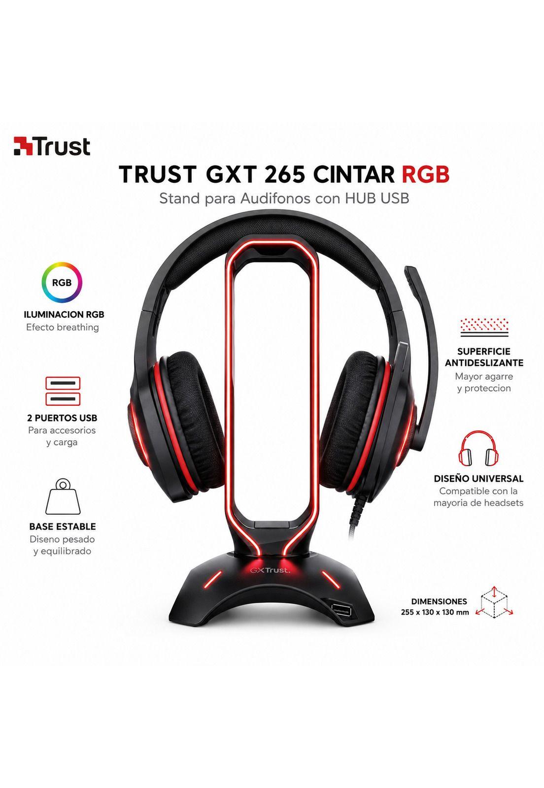 Soporte Stand Gamer RGB para Audífonos Trust Gxt 265 + HUB-7