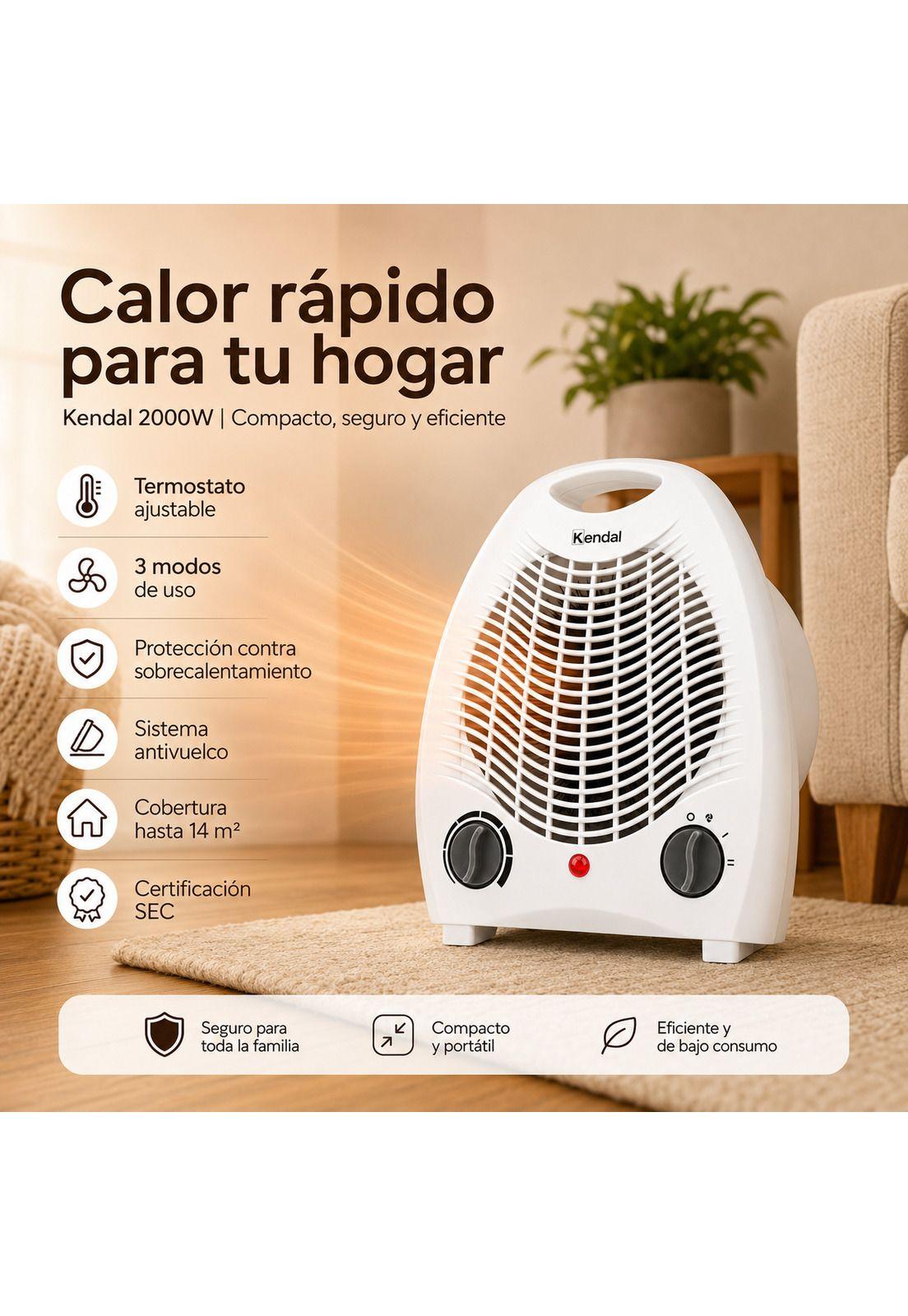 Calefactor Kendal 2000W FH-103T Termoventilador hasta 14m2-5