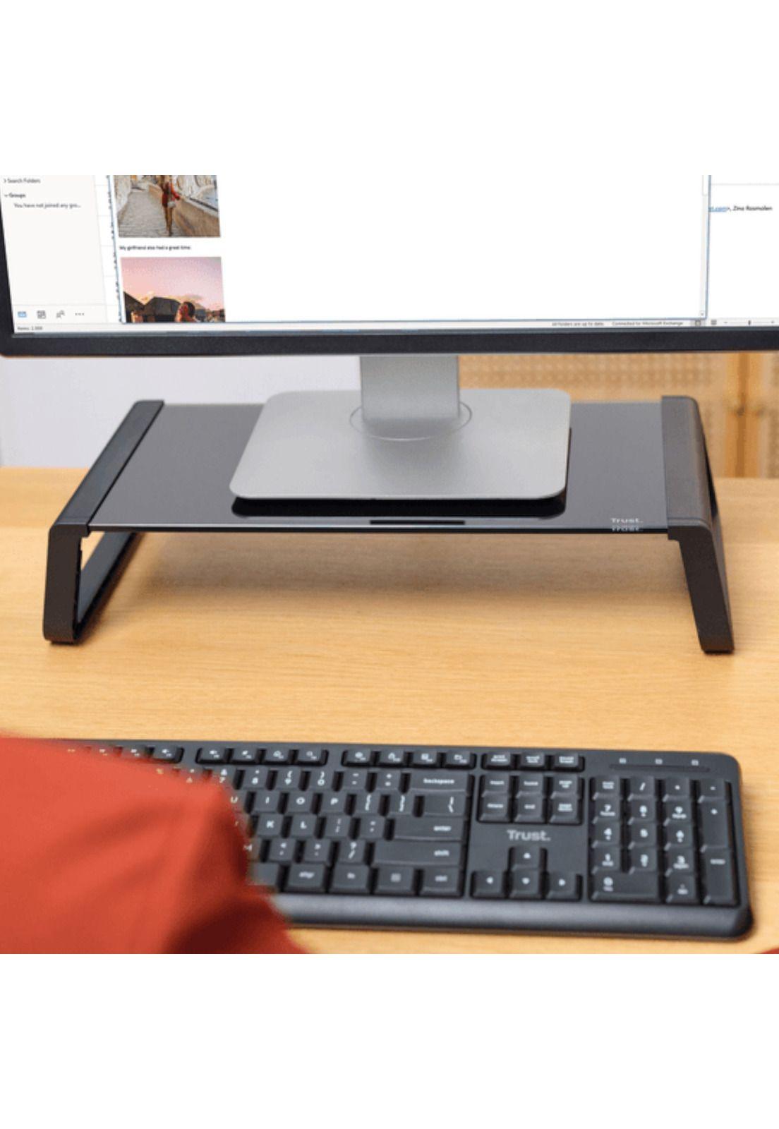 Soporte de Monitor Trust Monta Premium Tempered GLASS Black-3